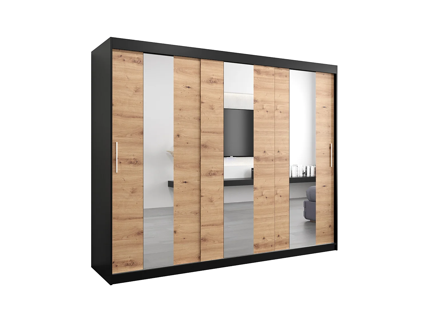 Armoire Pole À Portes Coulissantes 200/250/62 3 Portes (Noir/Artisan)