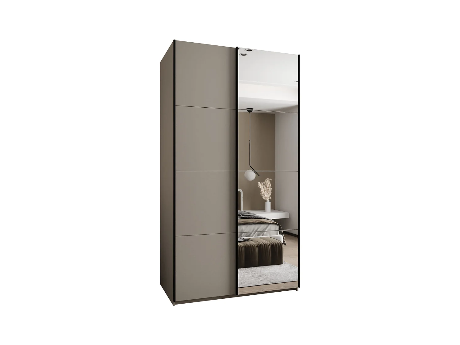 SCHWEBETÜRENSCHRANK Lux 3 245,5/130/64 (Kaschmir/Kaschmir/Schwarz)