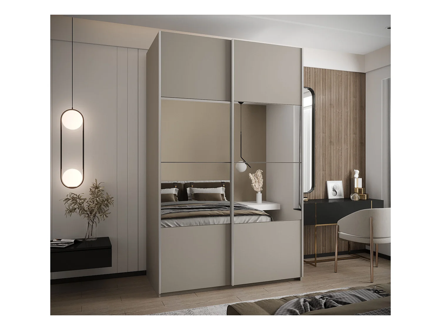 Armadio Lux 4 245,5/160/64 (Cachemire/Cachemire/Argento)
