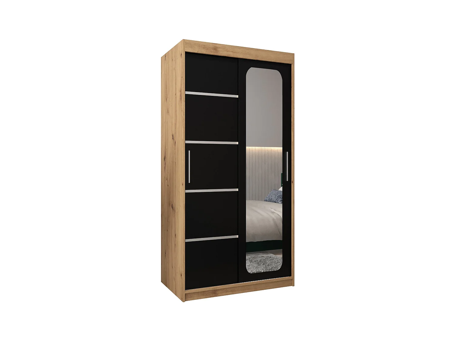 ARMOIRE PROMO V2 À PORTES COULISSANTES 200/100/62 2 Portes (Artisan/Noir)