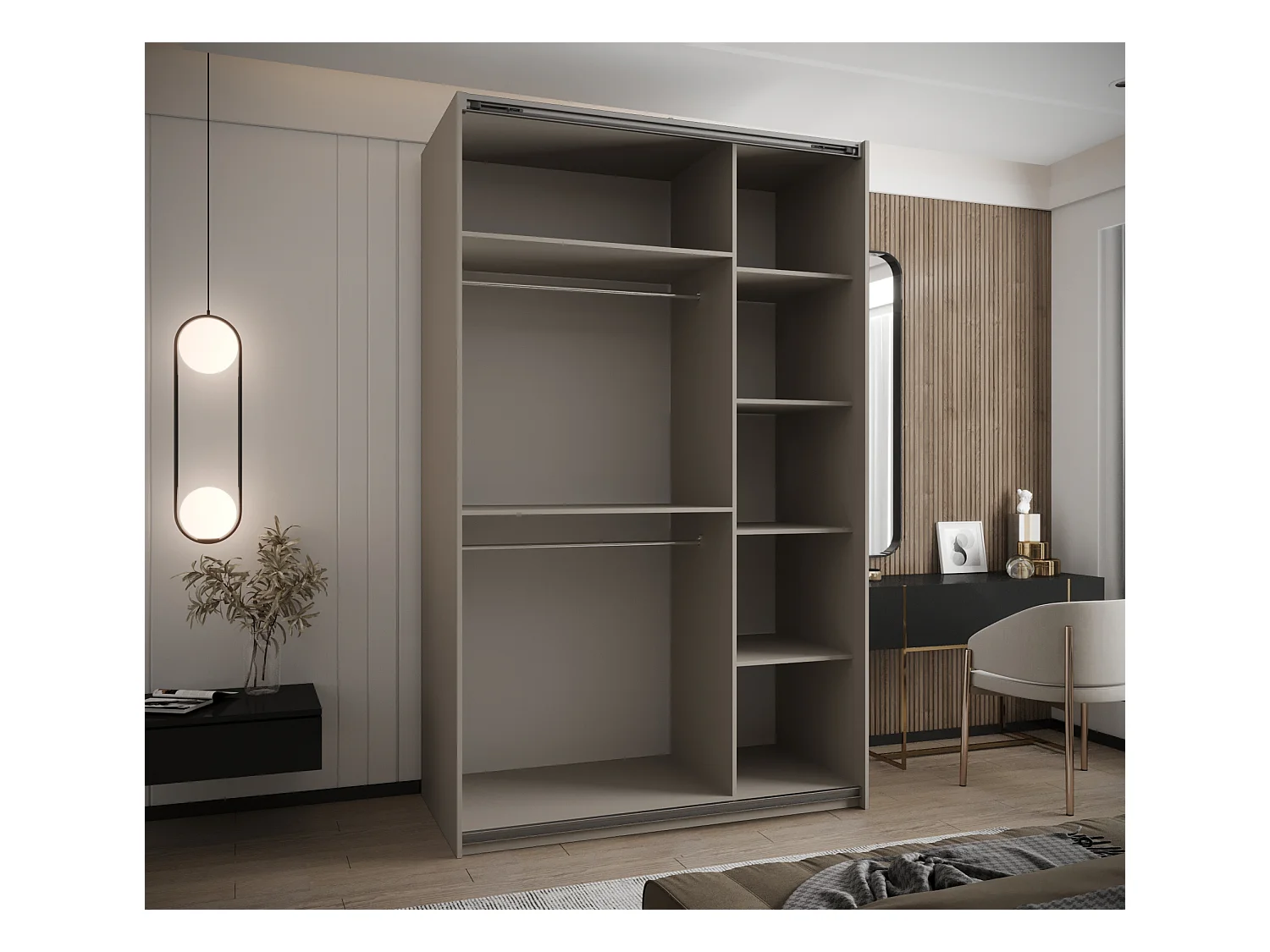 SCHWEBETÜRENSCHRANK Lux 1 245,5/150/64 (Kaschmir/Kaschmir/Gold)