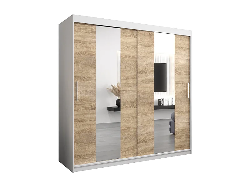 Armadio Pole ad ante scorrevoli 200/200/62 2 porte (bianco/sonoma)