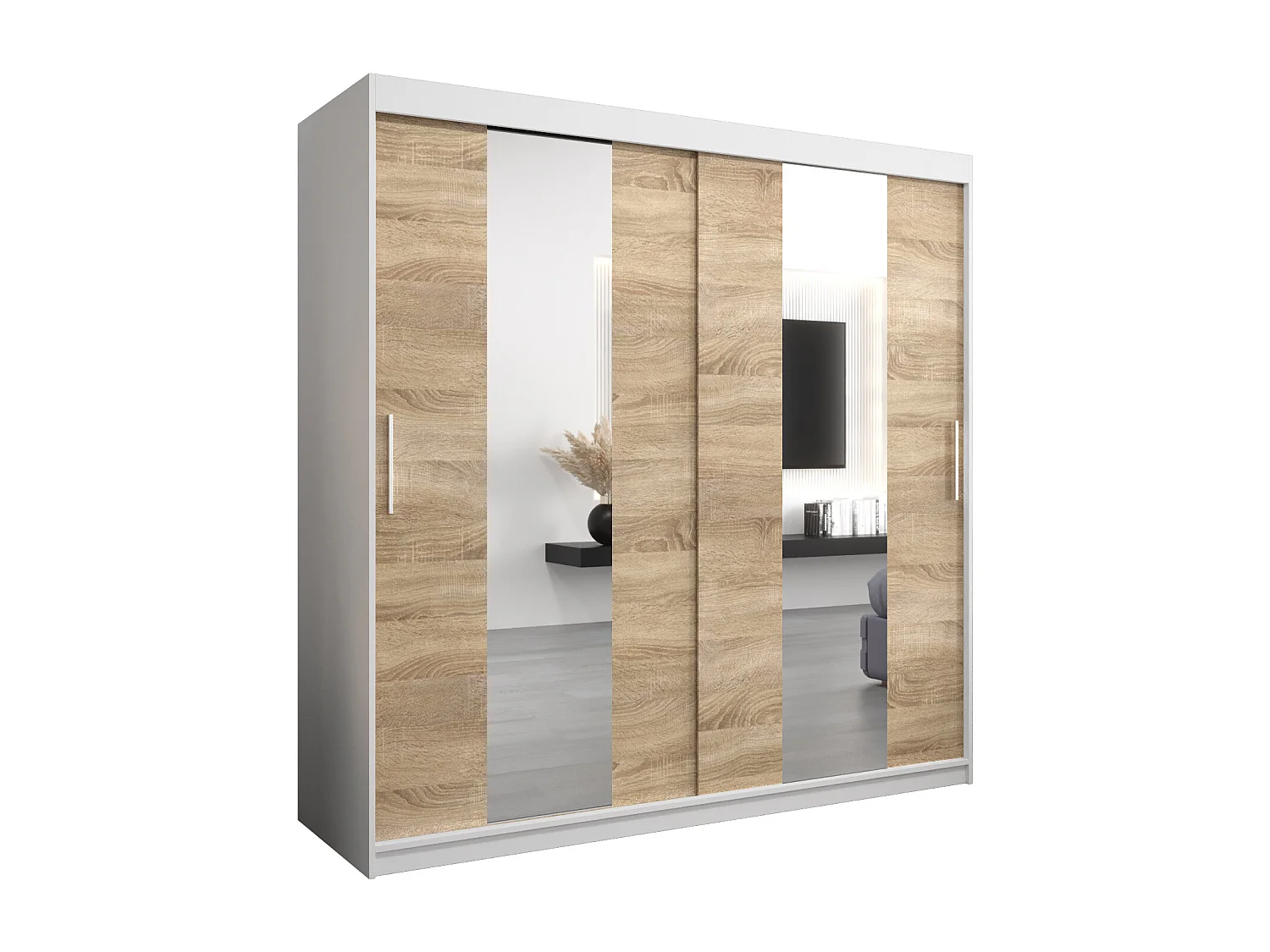 Armadio Pole ad ante scorrevoli 200/200/62 2 porte (bianco/sonoma)