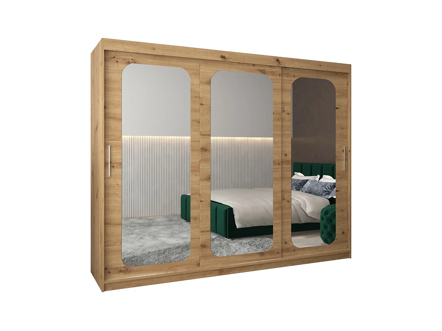 PROMO T3 KLEDINGKAST MET SCHUIFDEUREN 200/250/62 3 deuren (artisan/artisan)