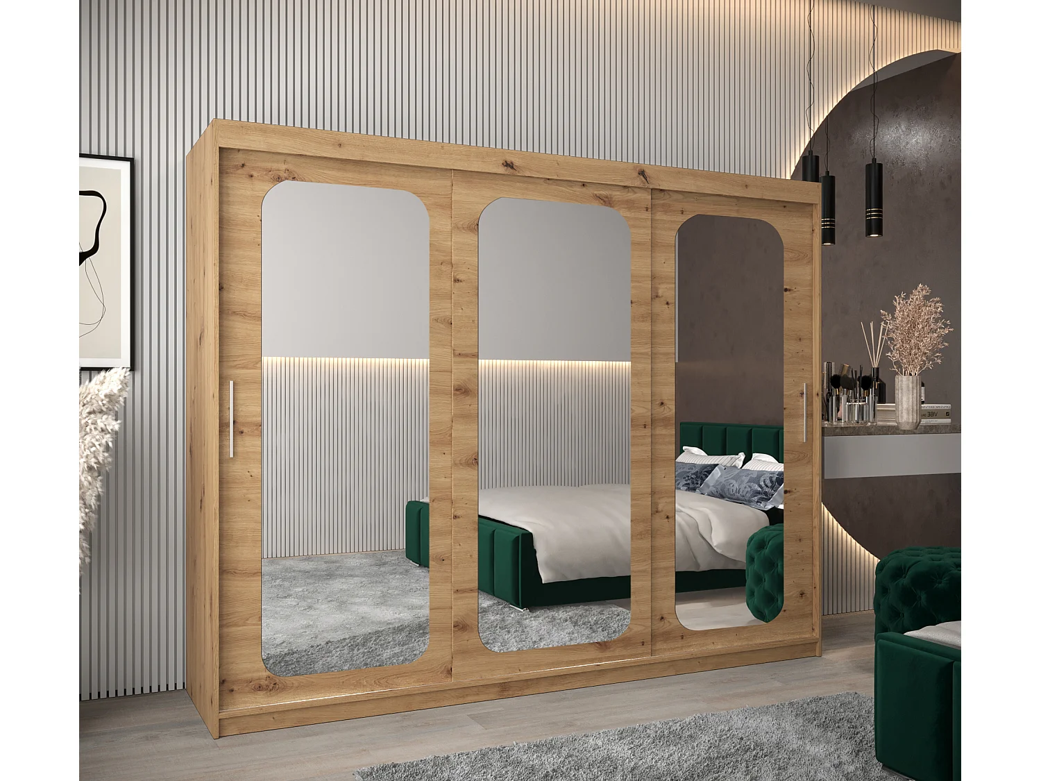 ARMOIRE PROMO T3 À PORTES COULISSANTES 200/250/62 3 Portes (Artisan/Artisan)