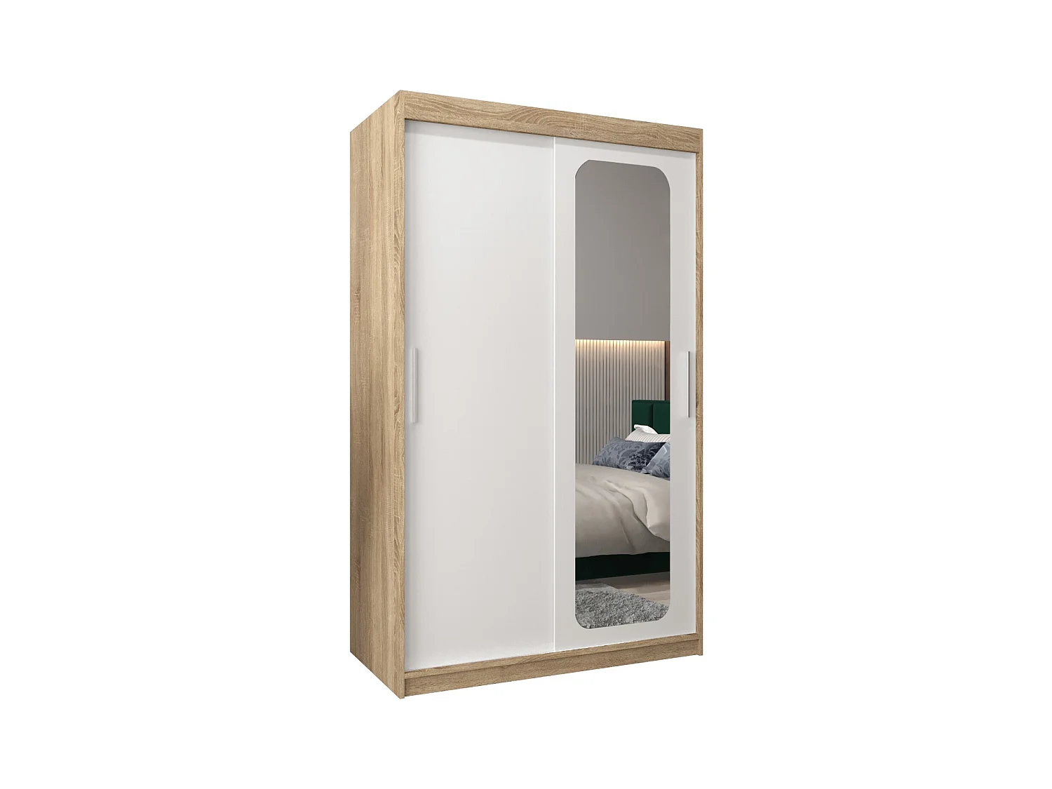 ARMOIRE PROMO T2 À PORTES COULISSANTES 200/120/62 2 Portes (Sonoma/Blanc)