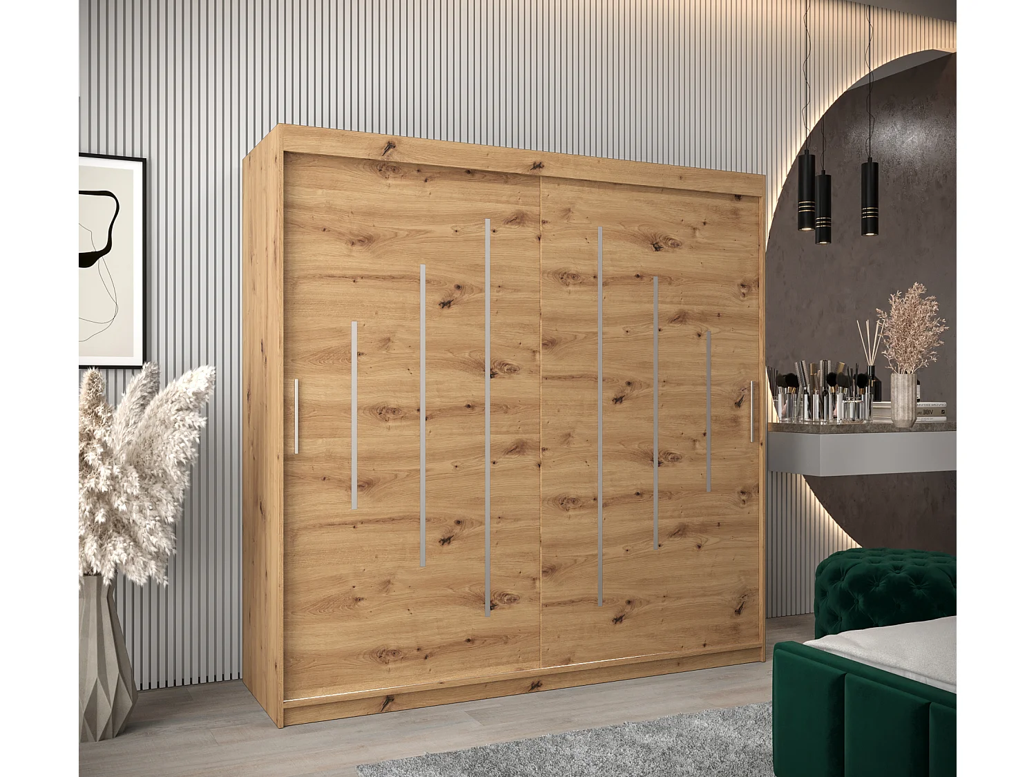 YORK KLEDINGKAST MET SCHUIFDEUREN 200/200/62 2 deuren (artisan/artisan)