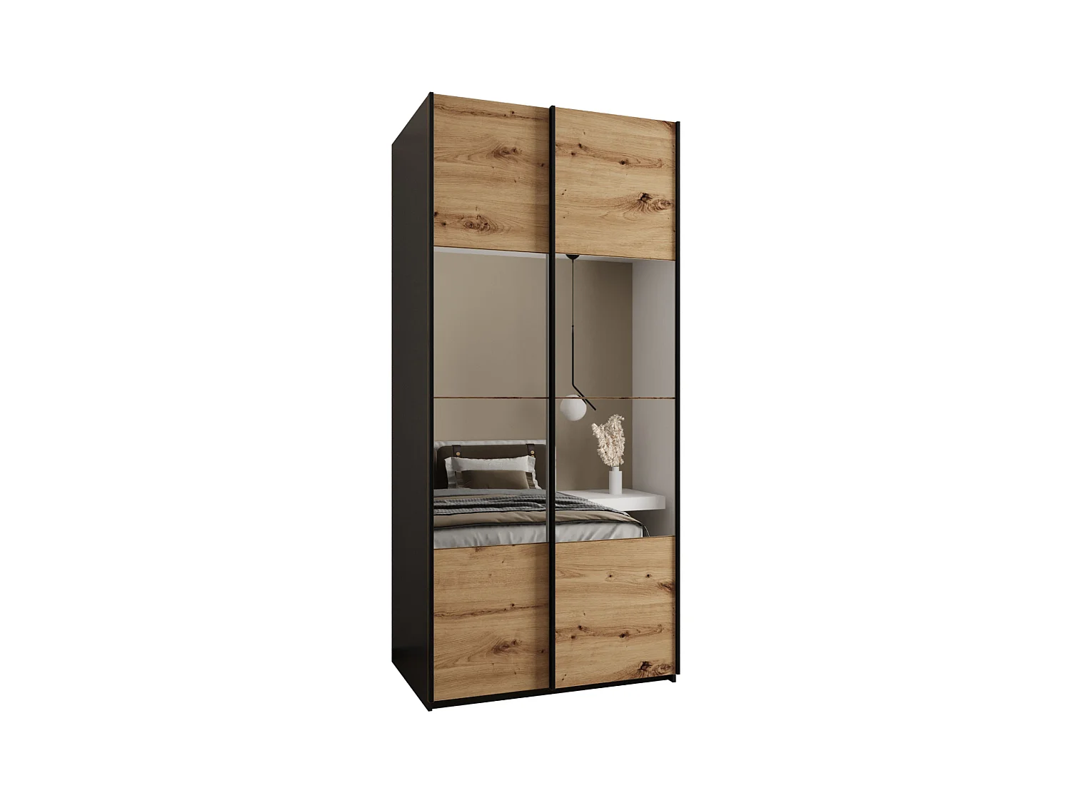 SCHWEBETÜRENSCHRANK Lux 4 245,5/110/64 (Schwarz/Artisan/Schwarz)