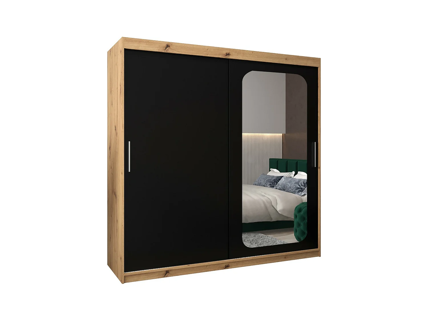 ARMOIRE PROMO T2 À PORTES COULISSANTES 200/200/62 2 Portes (Artisan/Noir)