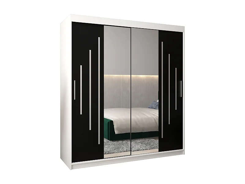 ARMOIRE YORK 1 À PORTES COULISSANTES 200/180/62 2 Portes (Blanc/Noir)