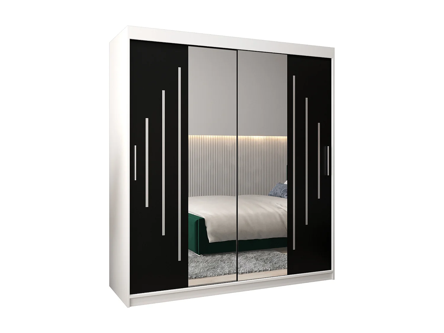 ARMOIRE YORK 1 À PORTES COULISSANTES 200/180/62 2 Portes (Blanc/Noir)