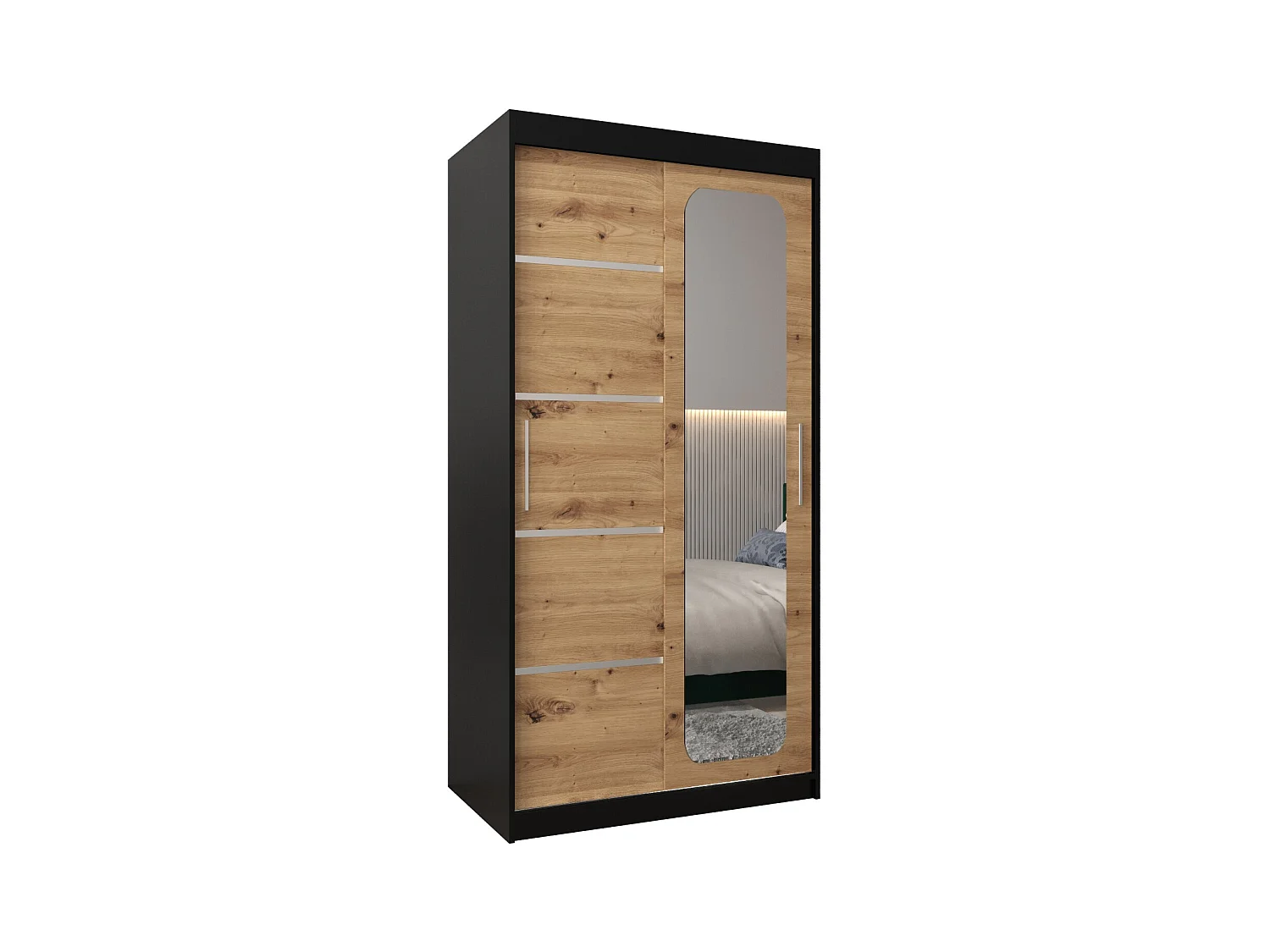 SCHWEBETÜRENSCHRANK PROMO V2 200/100/62 2-türig (Schwarz/Artisan)