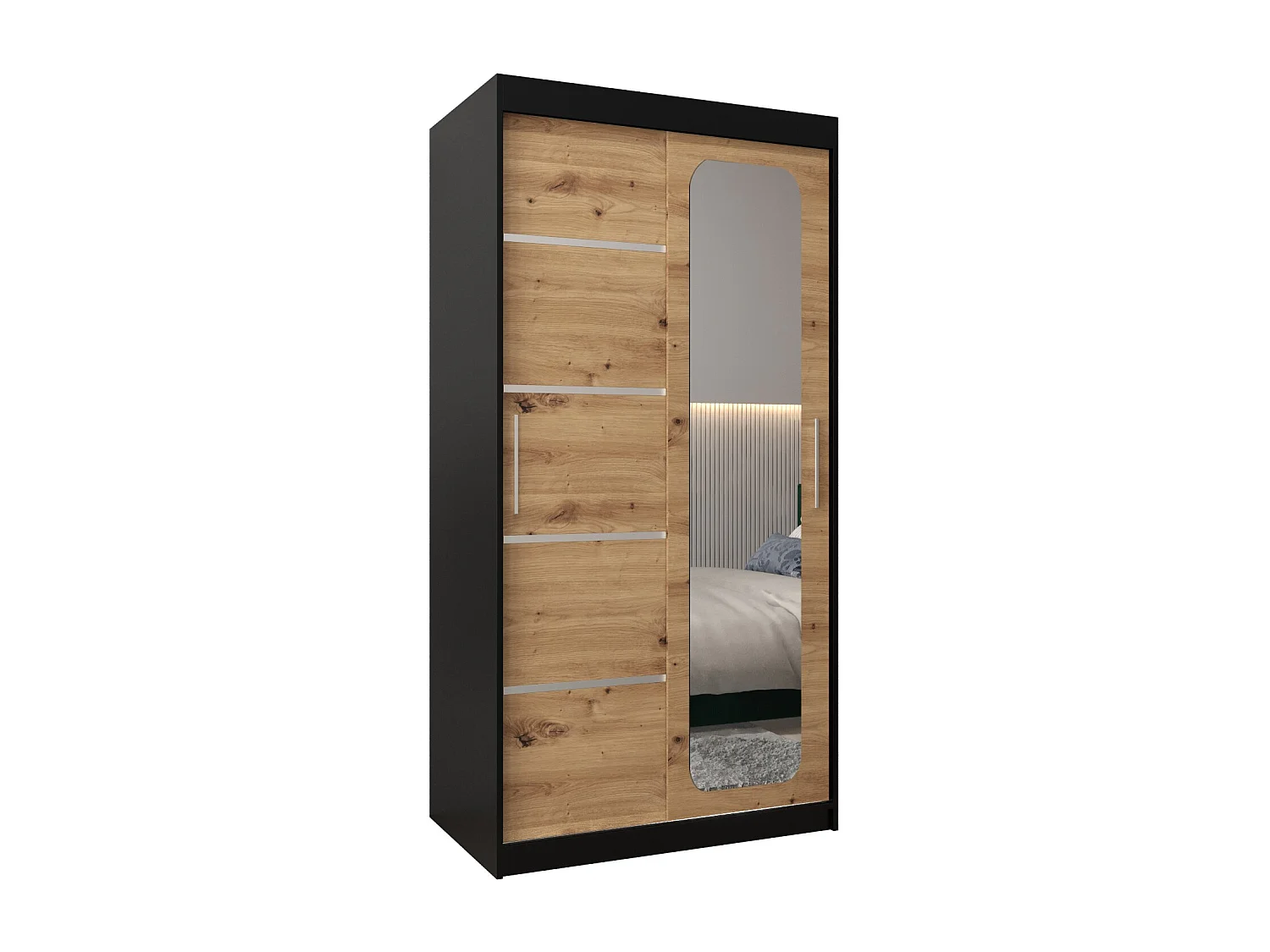 ARMOIRE PROMO V2 À PORTES COULISSANTES 200/100/62 2 Portes (Noir/Artisan)