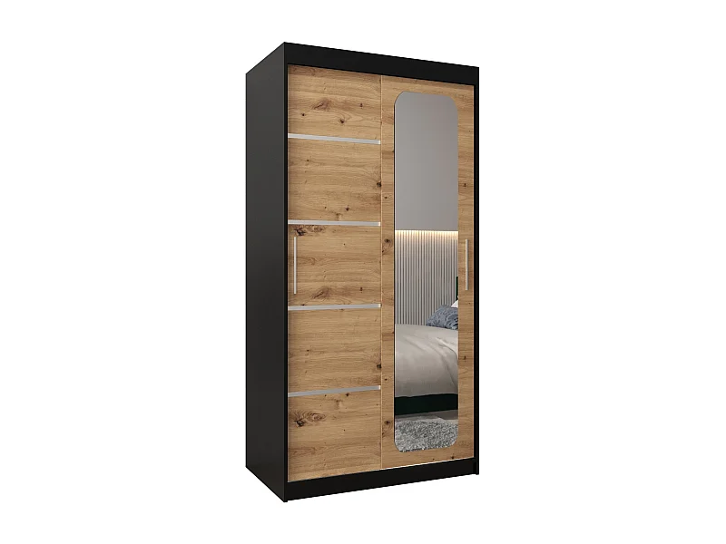 ARMOIRE PROMO V2 À PORTES COULISSANTES 200/100/62 2 Portes (Noir/Artisan)