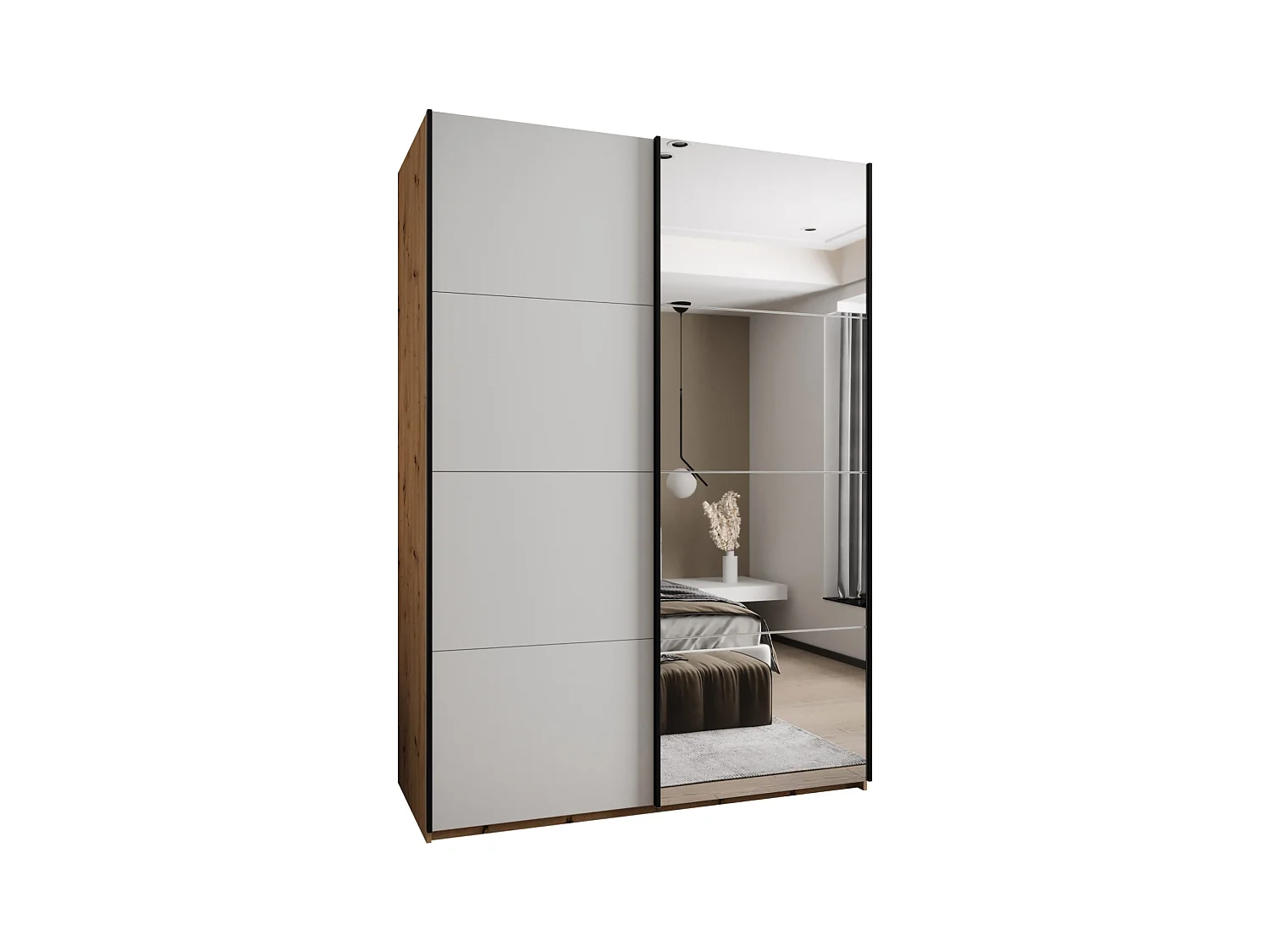 KLEDINGKAST MET SCHUIFDEUREN Lux 3 245,5/170/64 (Artisan/Wit/Zwart)