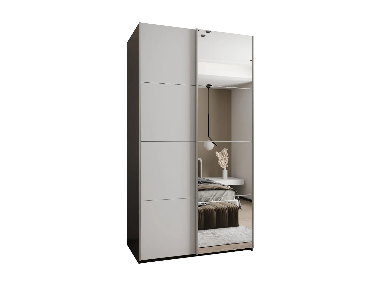 Armoire Lux 3 245,5/140/64 (Noir/Blanc/Argent)