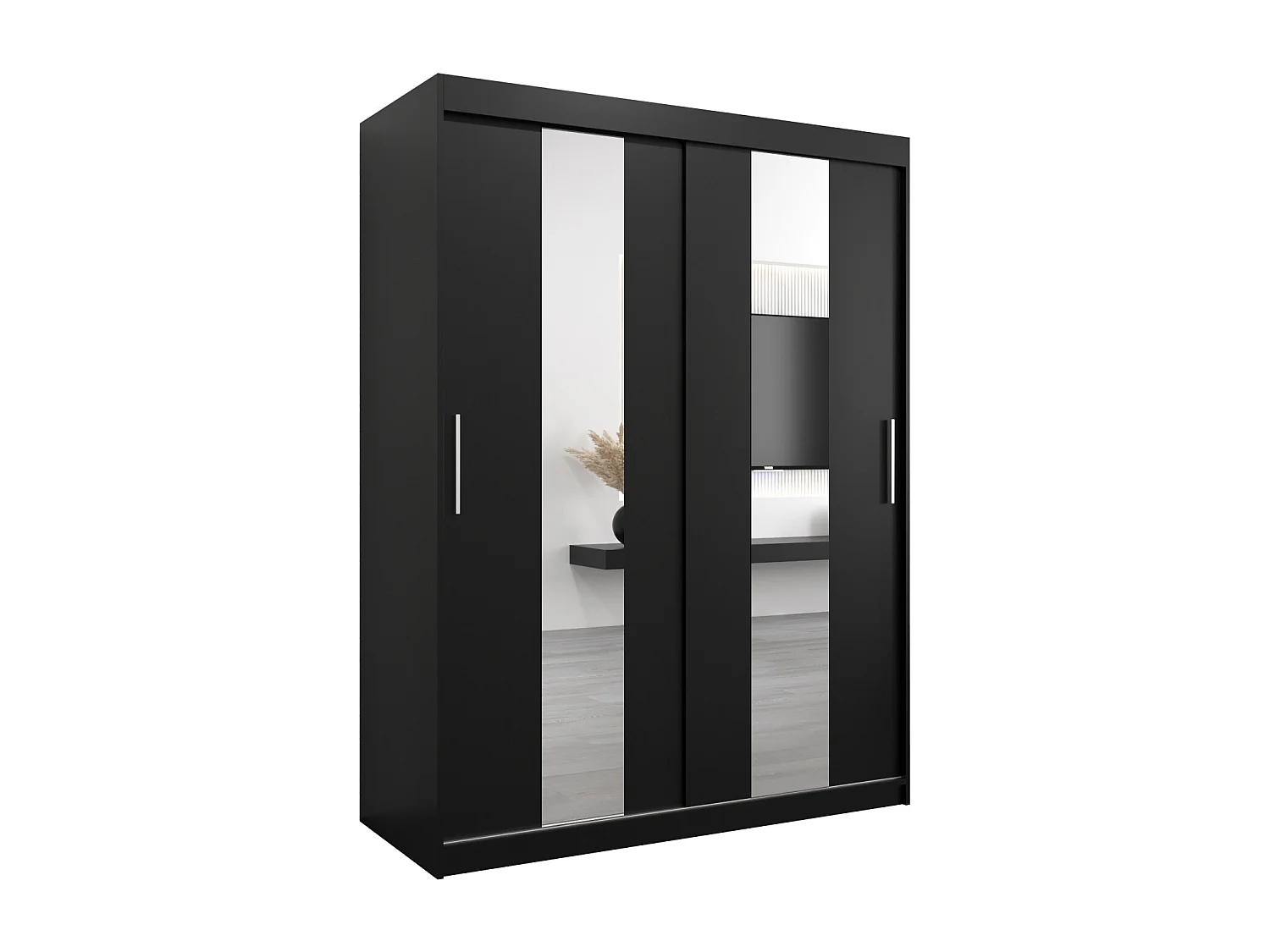 Armoire Pole À Portes Coulissantes 200/150/62 2 portes (Noir/Noir)