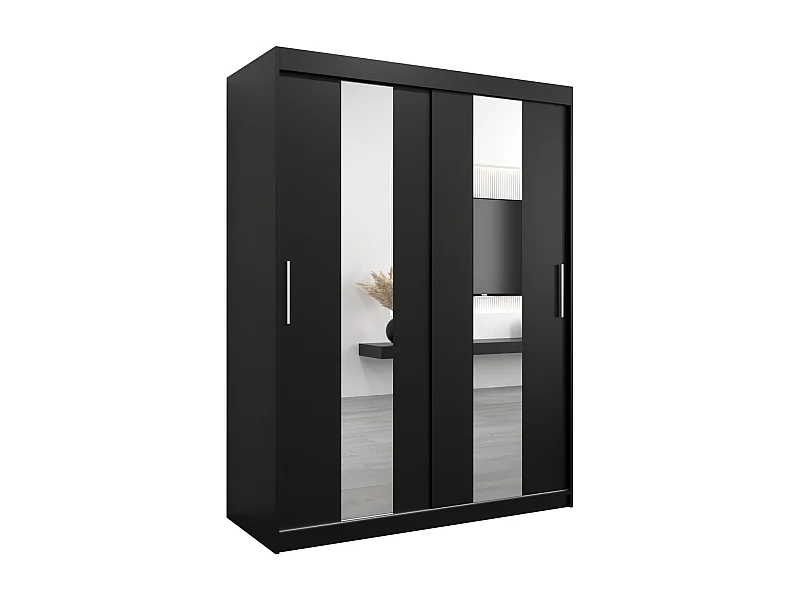 Pole kledingkast met schuifdeuren 200/150/62 2 deuren (zwart/zwart)