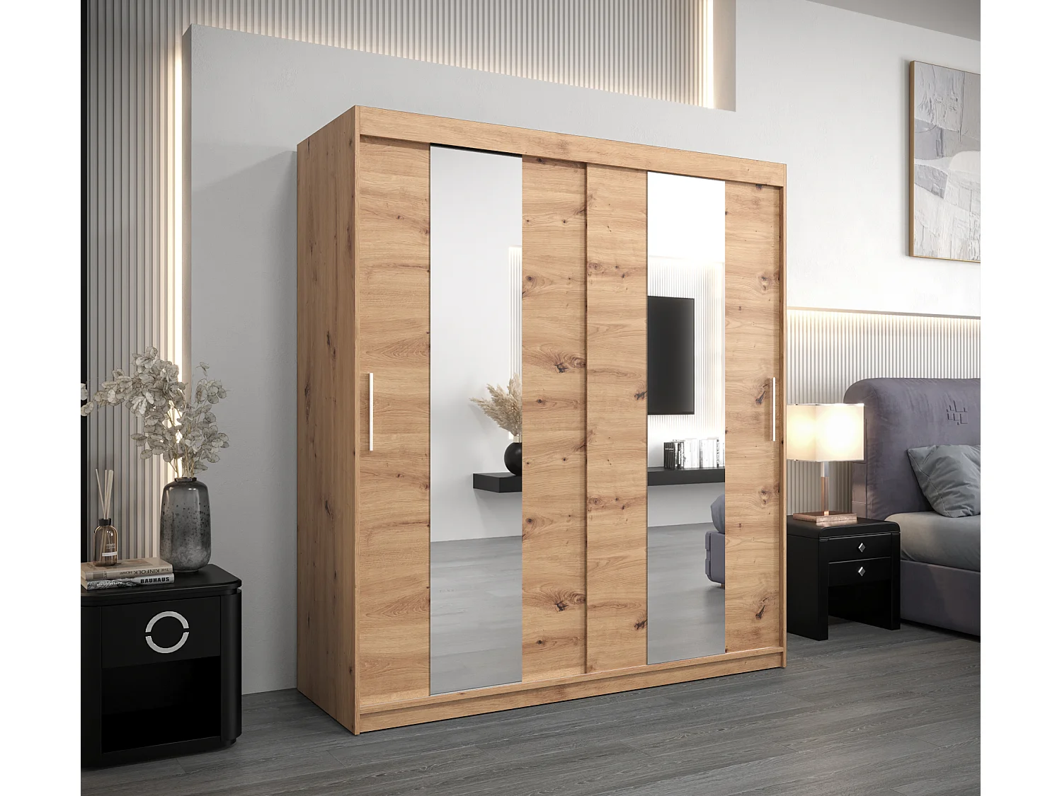 Schwebetürenschrank Pole 200/180/62 2-Türig (Artisan)