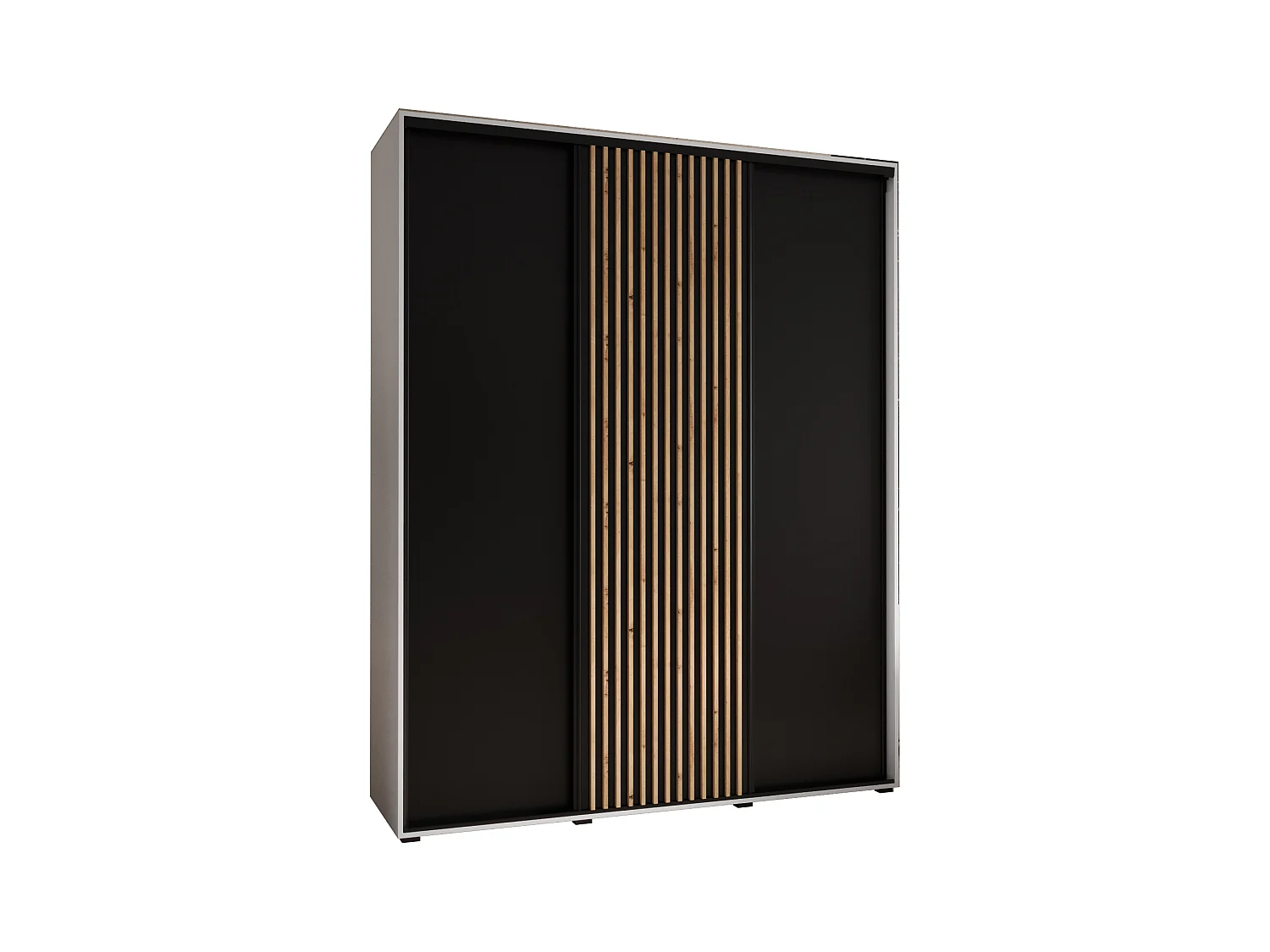 ARMADIO SAPPORO 1 AD ANTE SCORREVOLI 205,2/190/60 3 porte (Bianco/Nero)