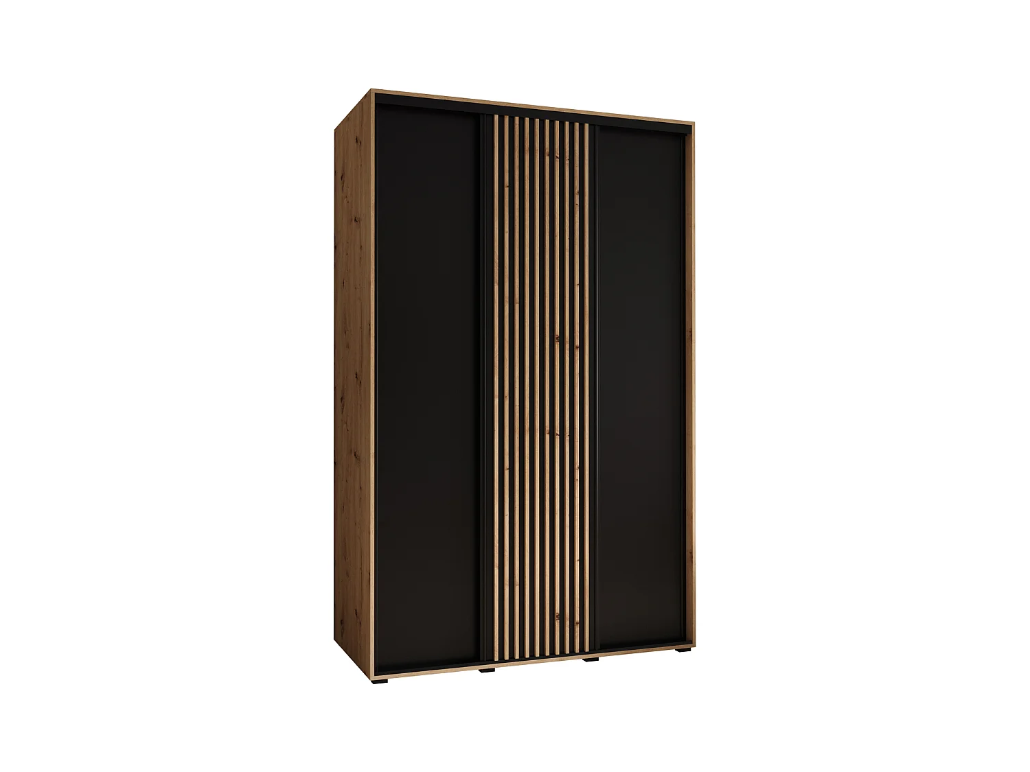 ARMADIO SAPPORO 1 AD ANTE SCORREVOLI 205,2/160/60 3 porte (Artisan/Nero)
