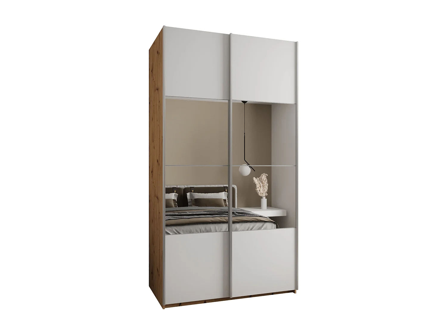 Armoire Lux 4 245,5/140/64 (Artisan/Blanc/Argent)