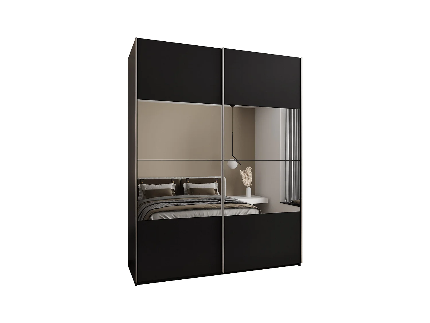 Armoire Lux 4 245,5/200/64 (Noir/Noir/Argent)