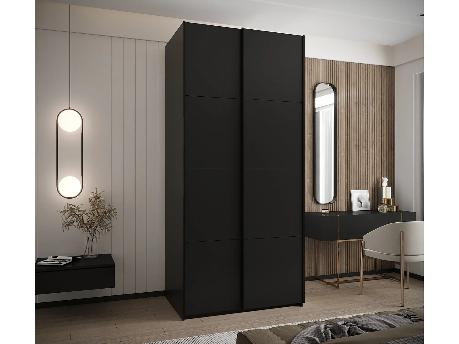 Armoire Lux 1 245,5/110/64 (Noir/Noir/Noir)