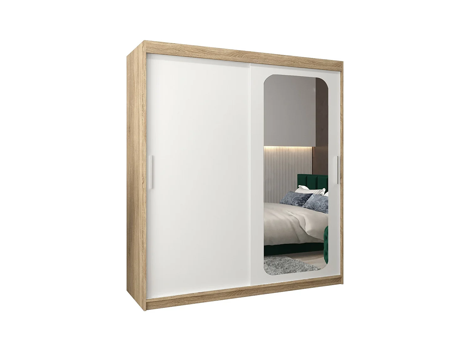 PROMO T2 KLEDINGKAST MET SCHUIFDEUREN 200/180/62 2 deuren (sonoma/wit)