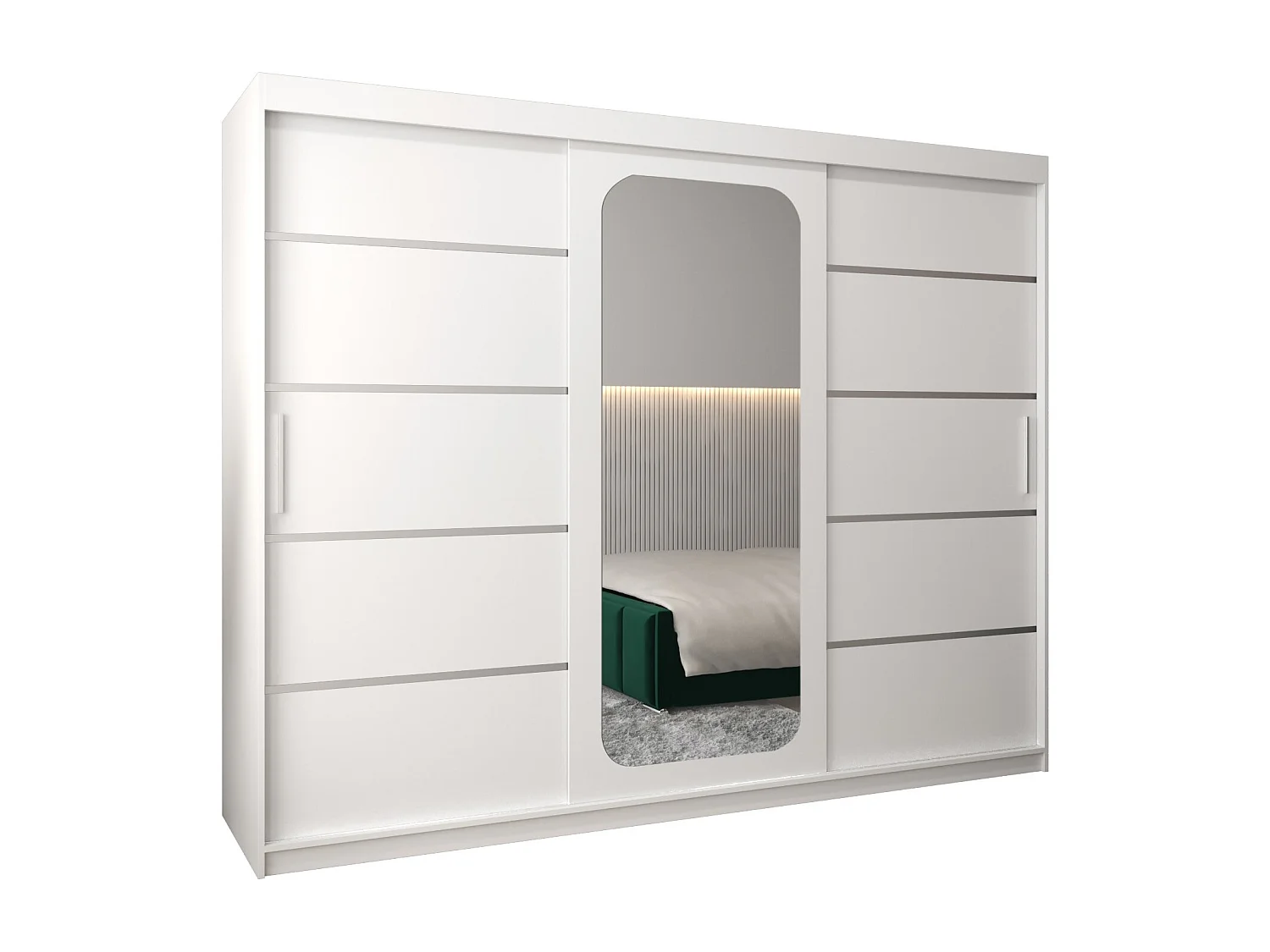 ARMADIO PROMO V2 AD ANTE SCORREVOLI 200/250/62 3 porte (Bianco/Bianco)