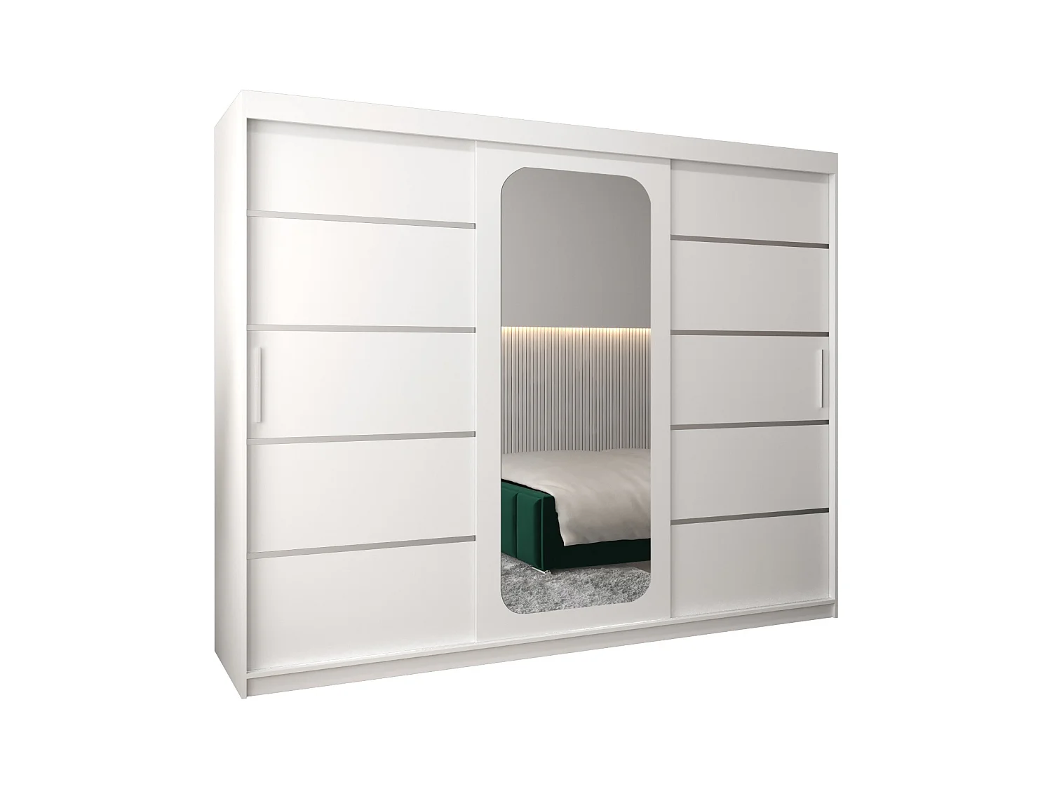 SCHWEBETÜRENSCHRANK PROMO V2 200/250/62 3-türig (Weiß/Weiß)