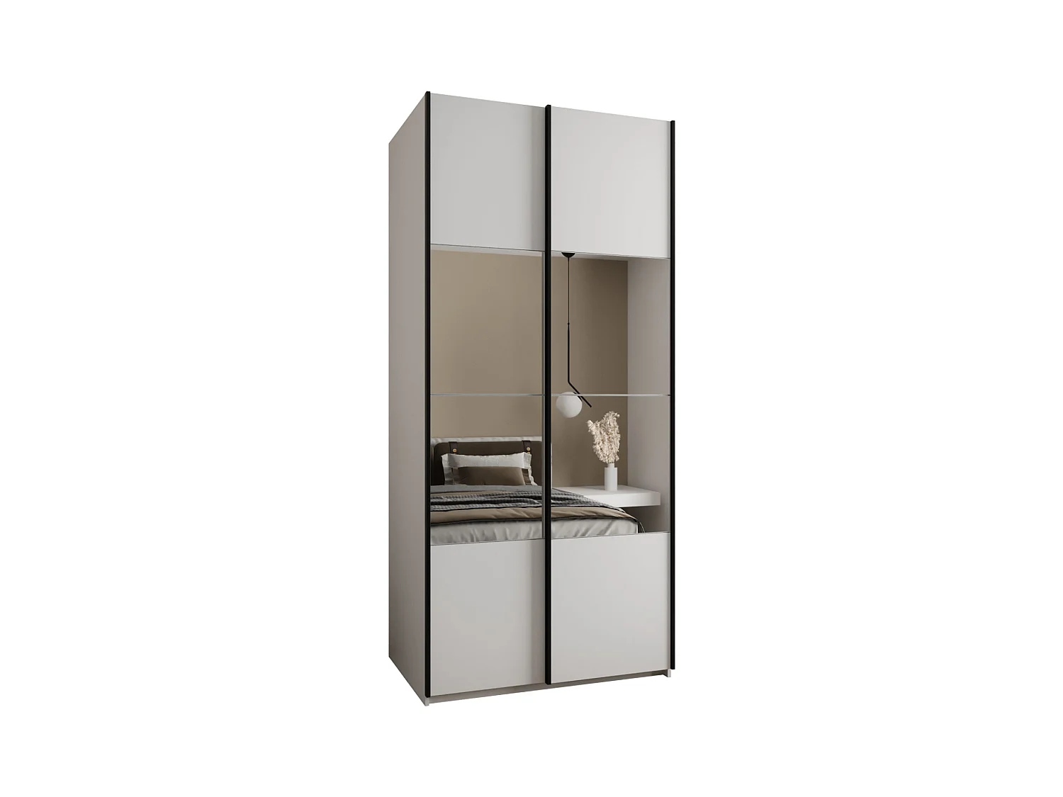 SCHWEBETÜRENSCHRANK Lux 4 245,5/110/64 (Weiß/Weiß/Schwarz)