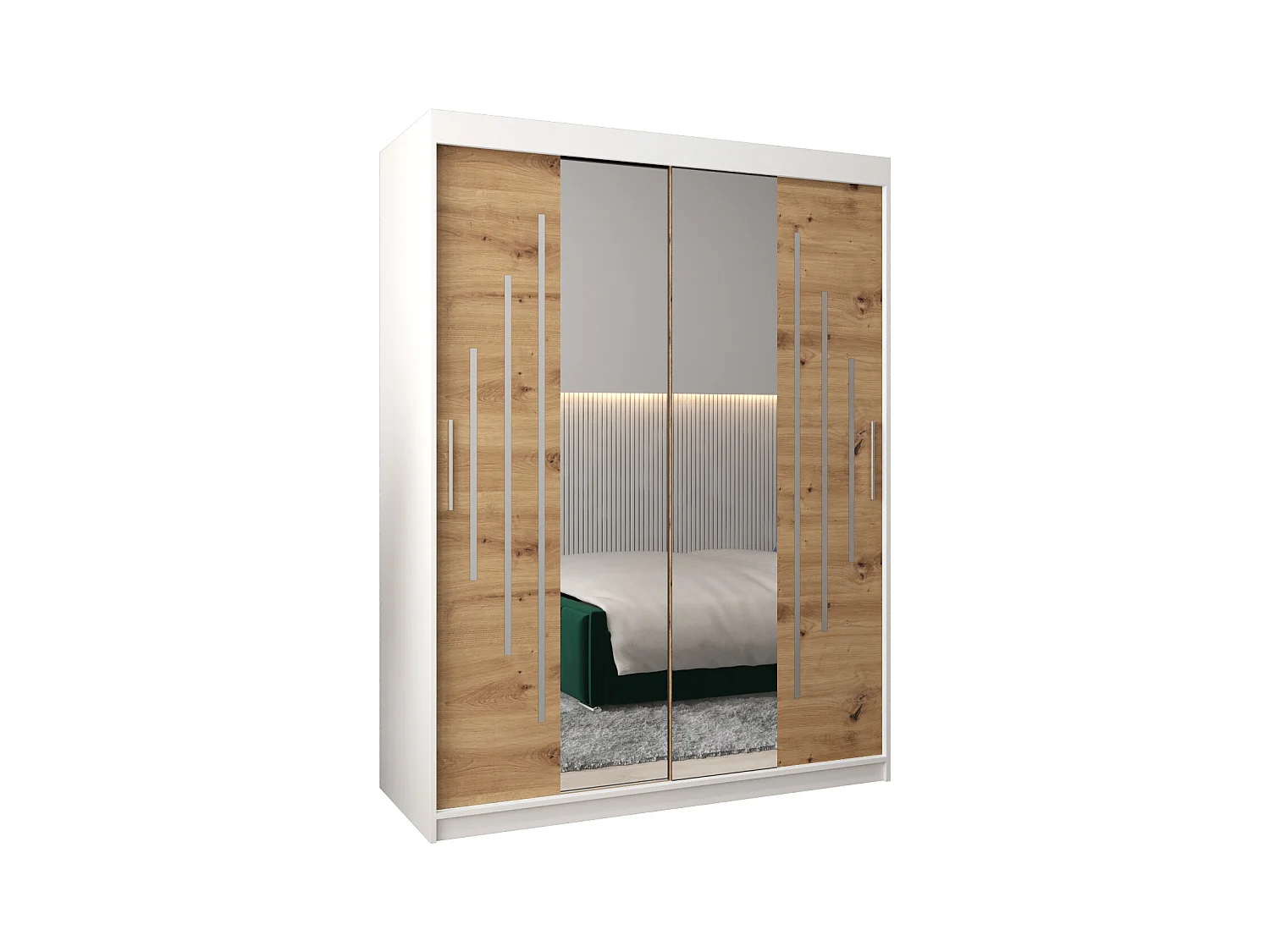ARMOIRE YORK 1 À PORTES COULISSANTES 200/150/62 2 Portes (Blanc/Artisan)