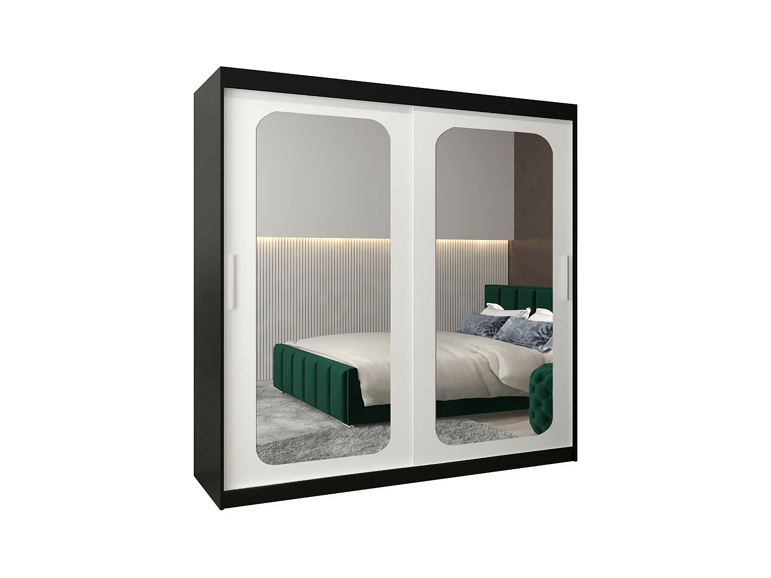 PROMO T3 KLEDINGKAST MET SCHUIFDEUREN 200/200/62 2 deuren (zwart/wit)