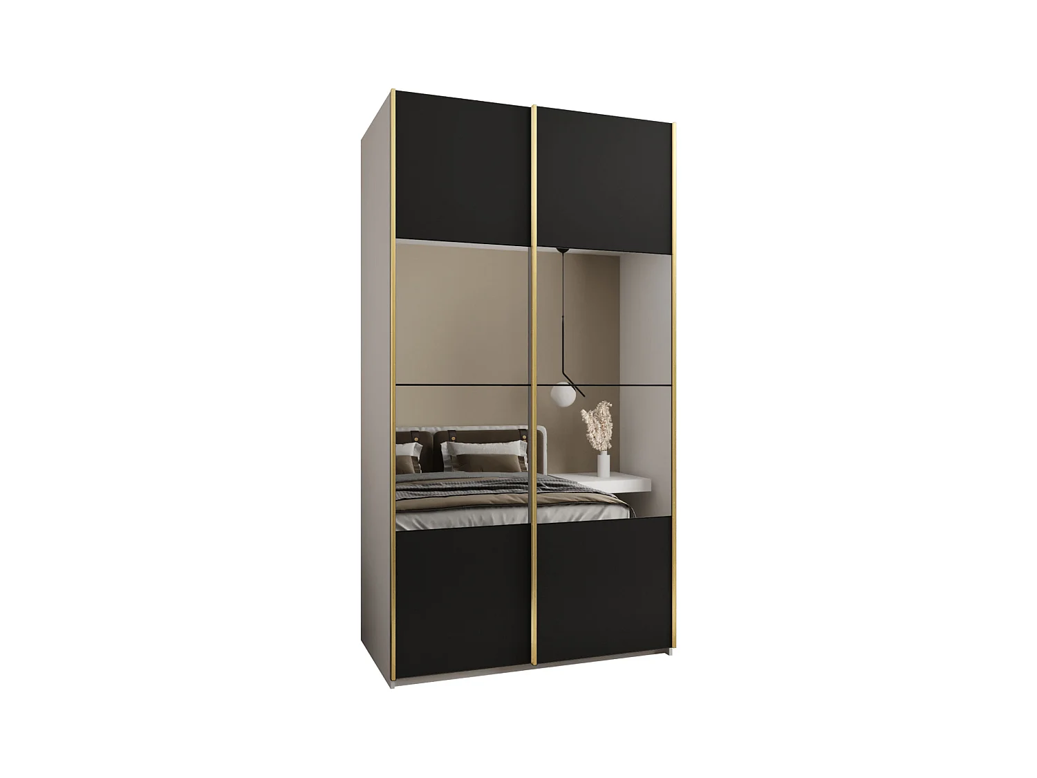 KLEDINGKAST MET SCHUIFDEUREN Lux 4 245,5/130/64 (Wit/Zwart/Zilver)