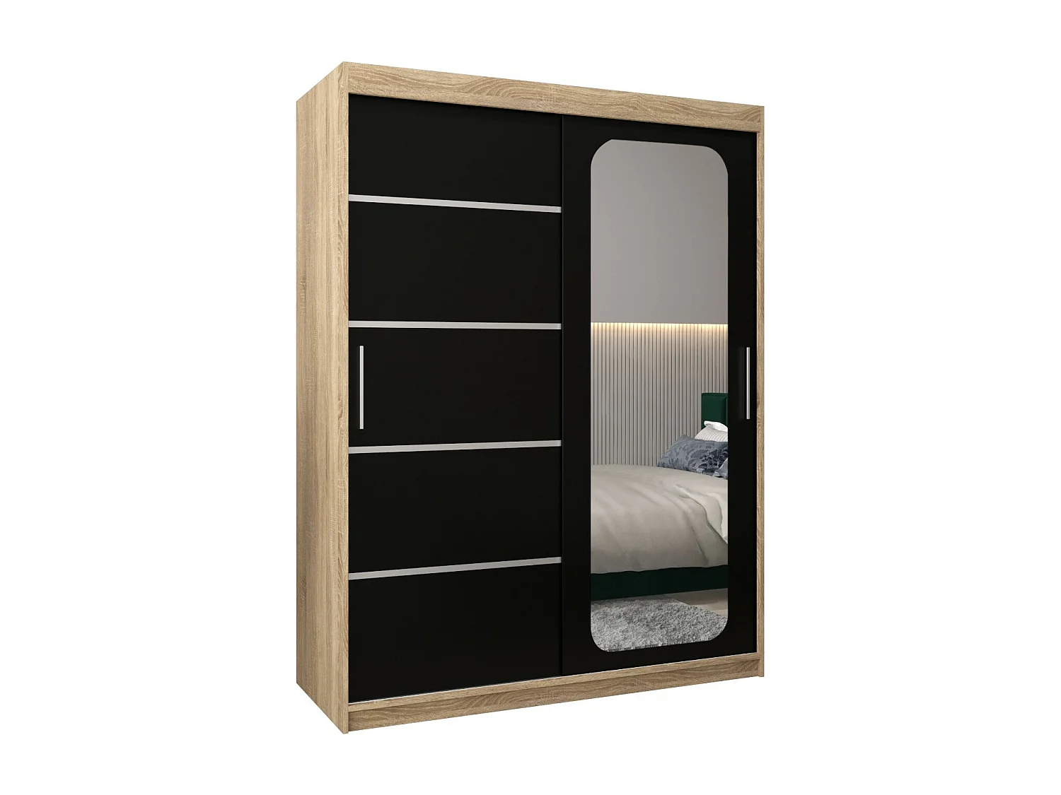 ARMOIRE PROMO V2 À PORTES COULISSANTES 200/150/62 2 Portes (Sonoma/Noir)