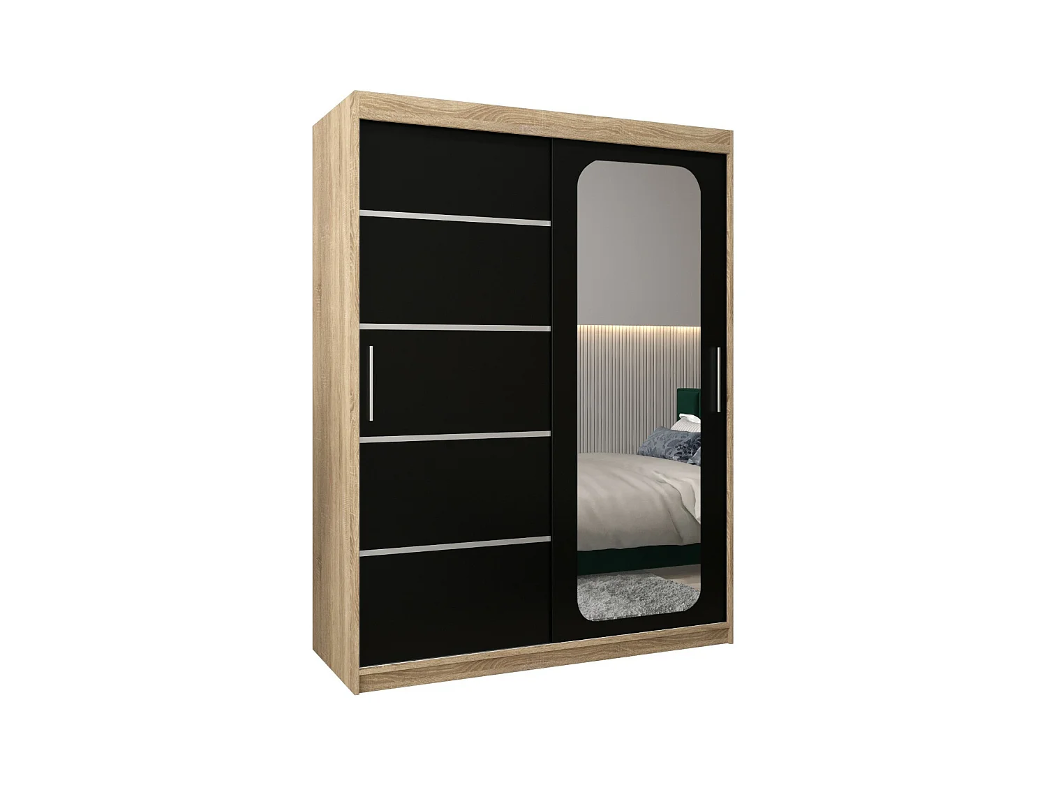 ARMOIRE PROMO V2 À PORTES COULISSANTES 200/150/62 2 Portes (Sonoma/Noir)