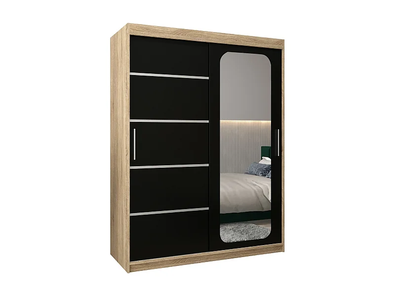 ARMOIRE PROMO V2 À PORTES COULISSANTES 200/150/62 2 Portes (Sonoma/Noir)