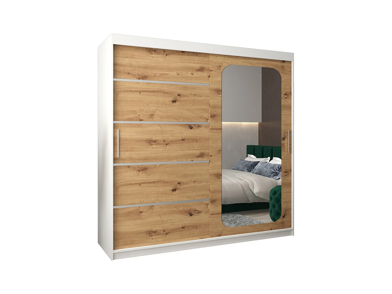 ARMOIRE PROMO V2 À PORTES COULISSANTES 200/200/62 2 Portes (Blanc/Artisan)
