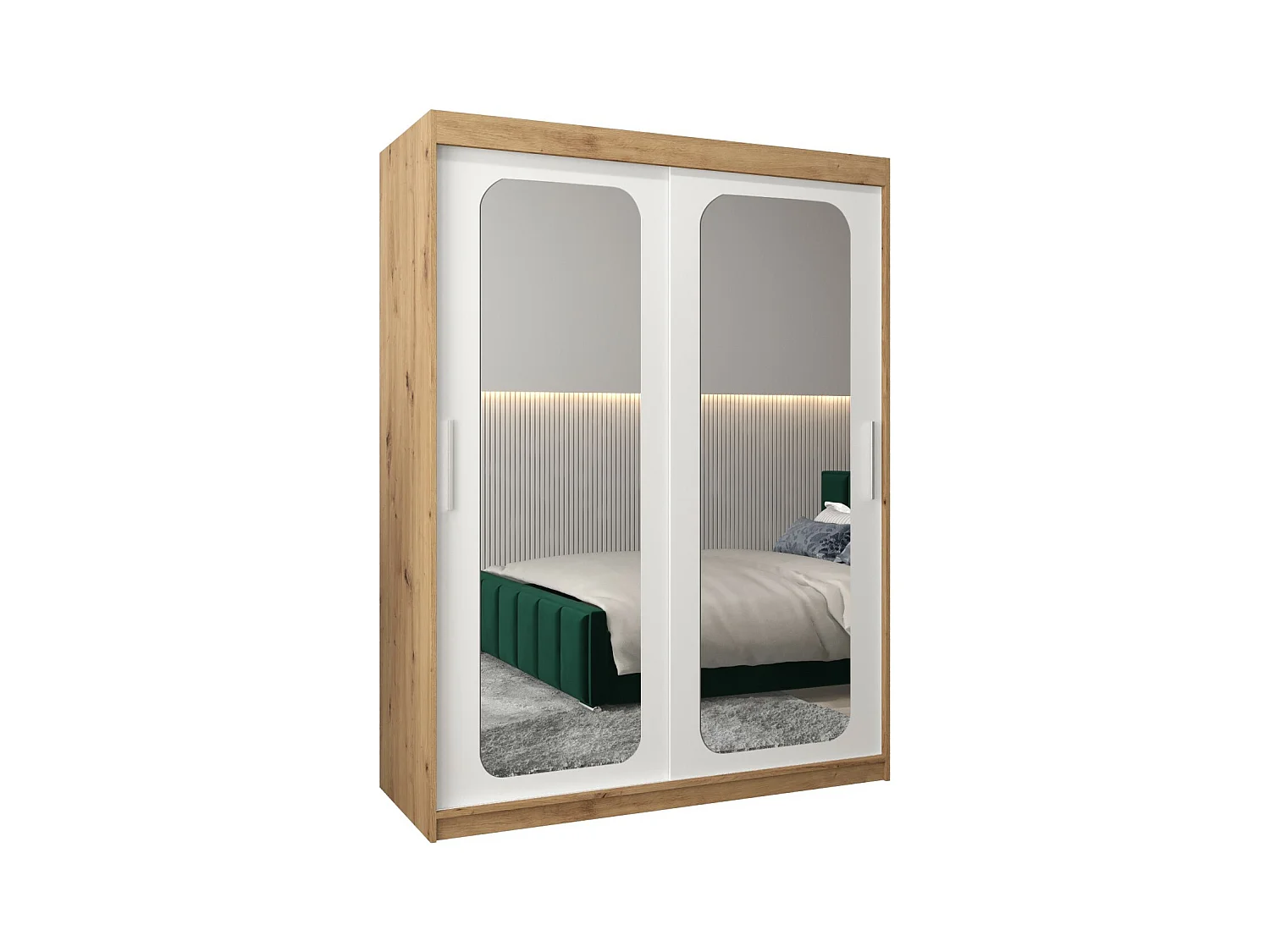 ARMOIRE PROMO T3 À PORTES COULISSANTES 200/150/62 2 Portes (Artisan/Blanc)
