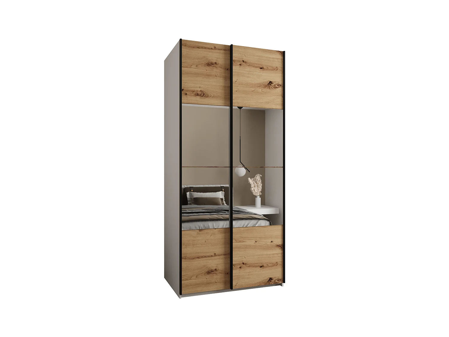 SCHWEBETÜRENSCHRANK Lux 4 245,5/100/64 (Weiß/Artisan/Schwarz)