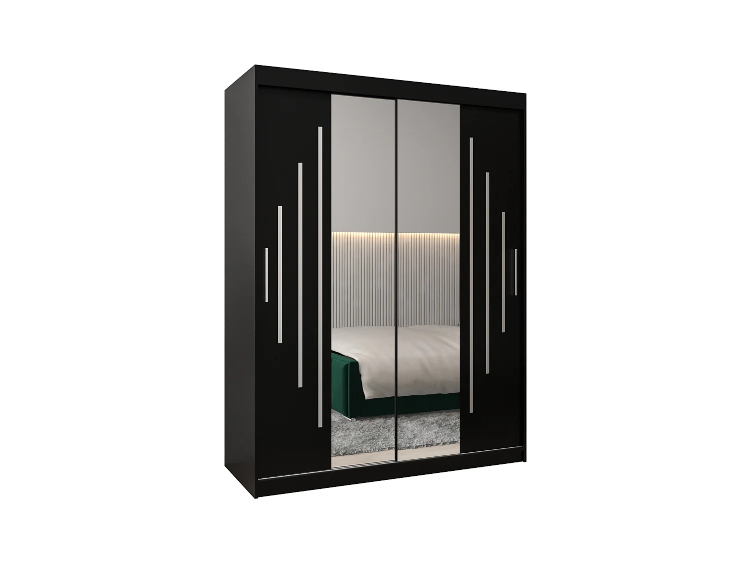 SCHWEBETÜRENSCHRANK YORK 1 200/150/62 2-türig (Schwarz/Schwarz)