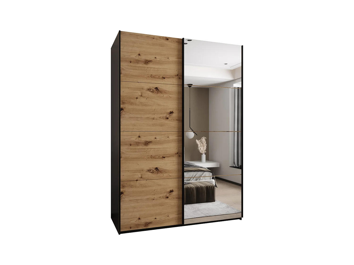 Armoire Lux 3 245,5/170/64 (Noir/Artisan/Noir)