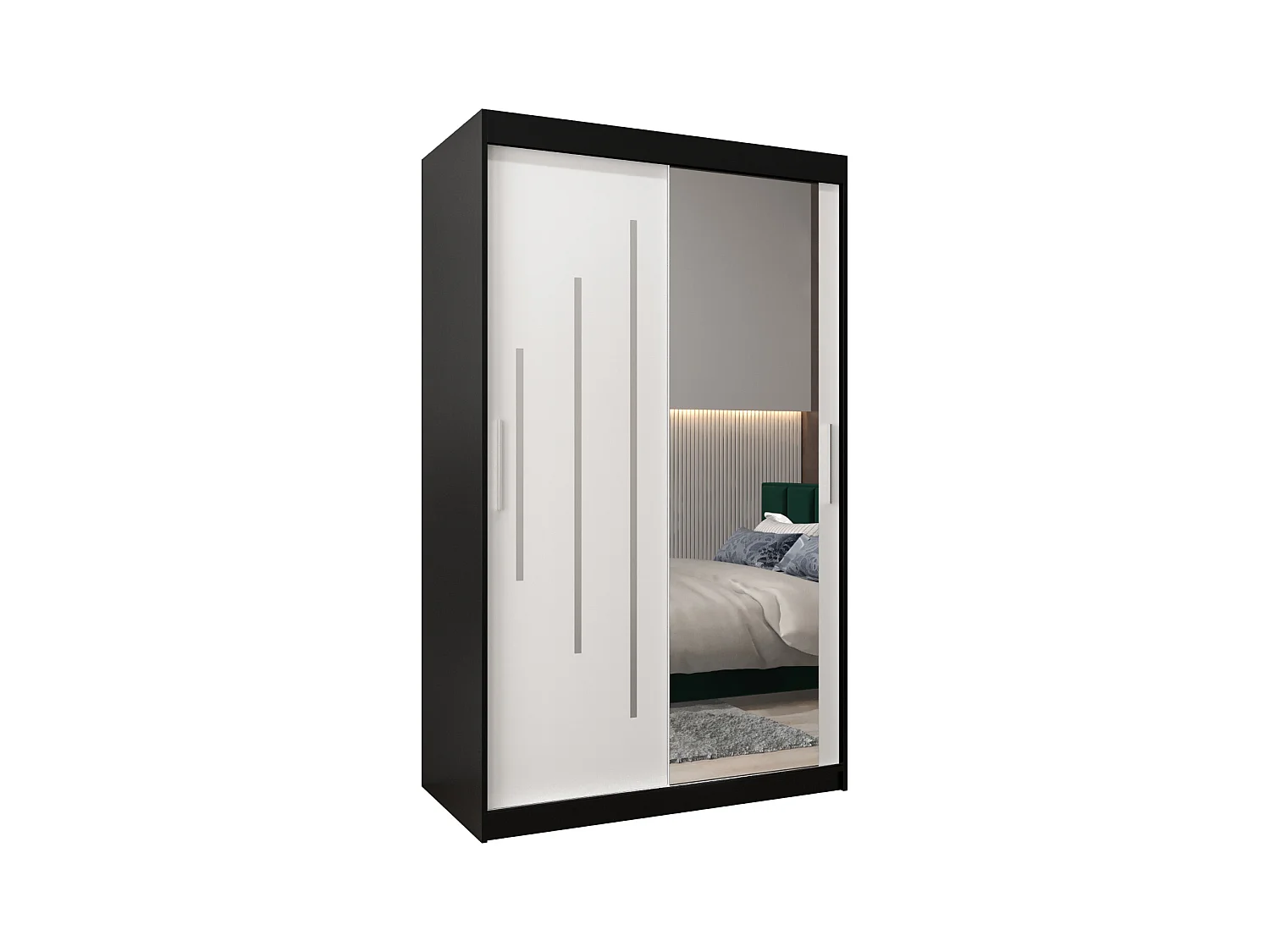 ARMOIRE YORK 2 À PORTES COULISSANTES 200/120/62 2 Portes (Noir/Blanc)
