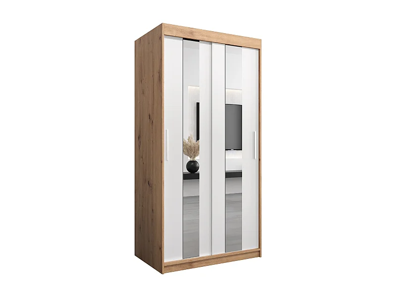 Armoire Pole À Portes Coulissantes 200/100/62 2 portes (Artisan/Blanc)