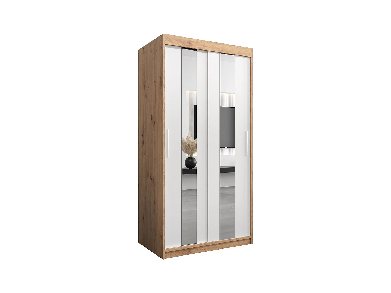 Armoire Pole À Portes Coulissantes 200/100/62 2 portes (Artisan/Blanc)