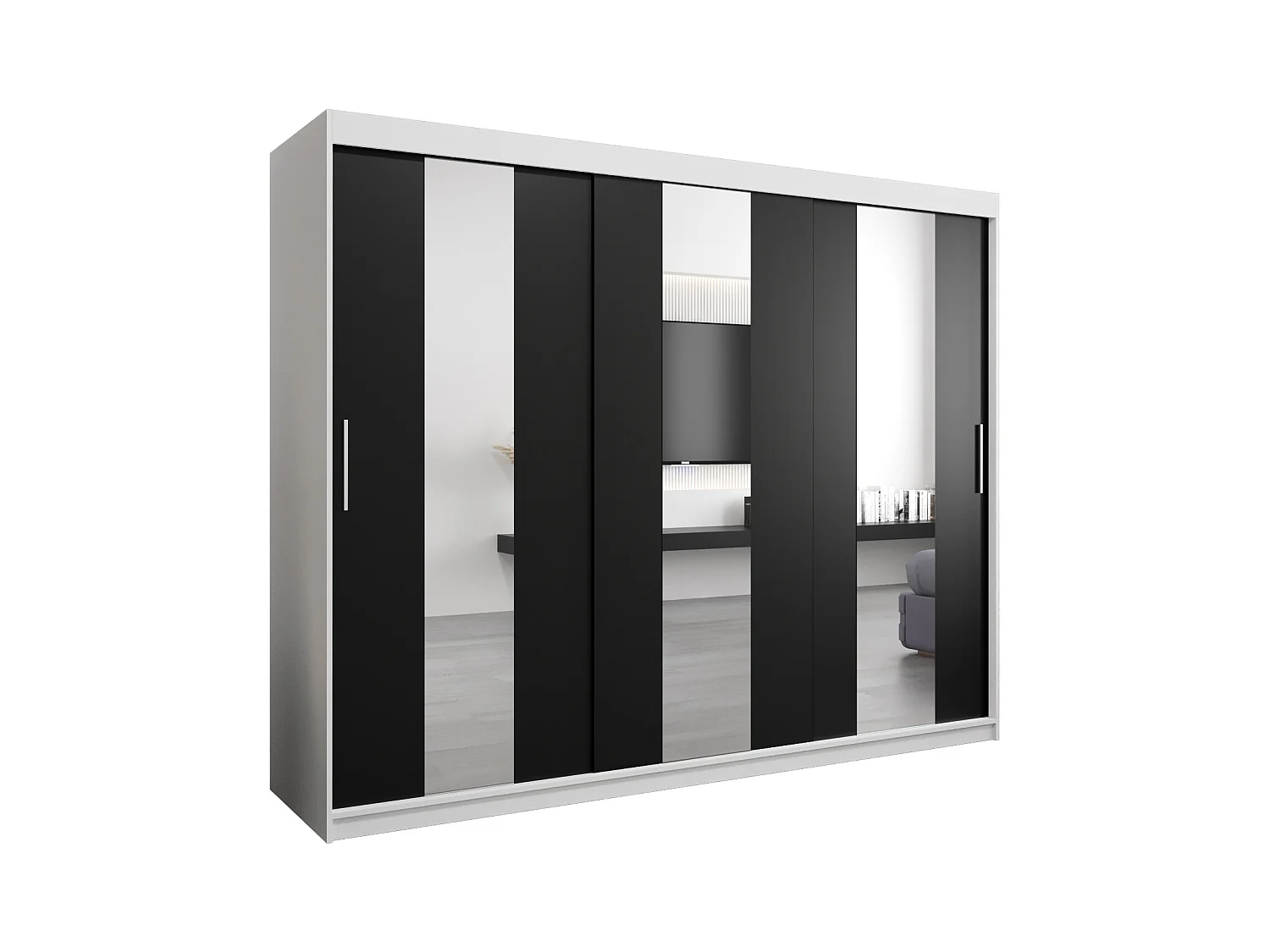 Armoire Pole À Portes Coulissantes 200/250/62 3 Portes (Blanc/Noir)