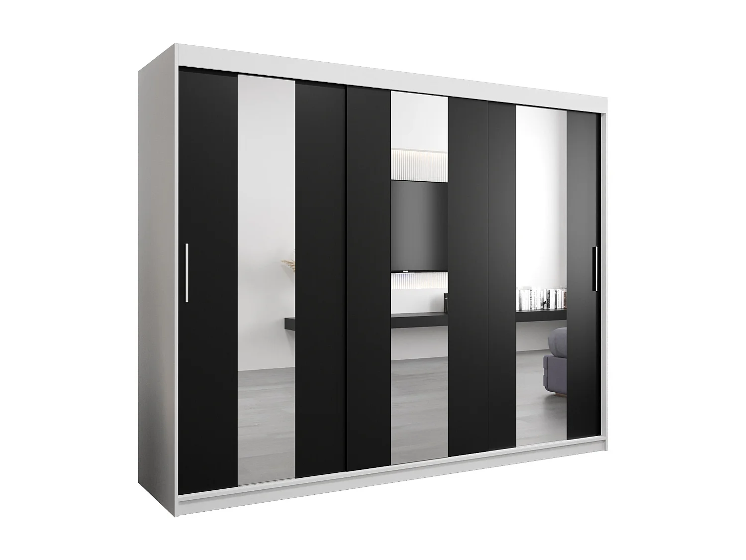 Armoire Pole À Portes Coulissantes 200/250/62 3 Portes (Blanc/Noir)