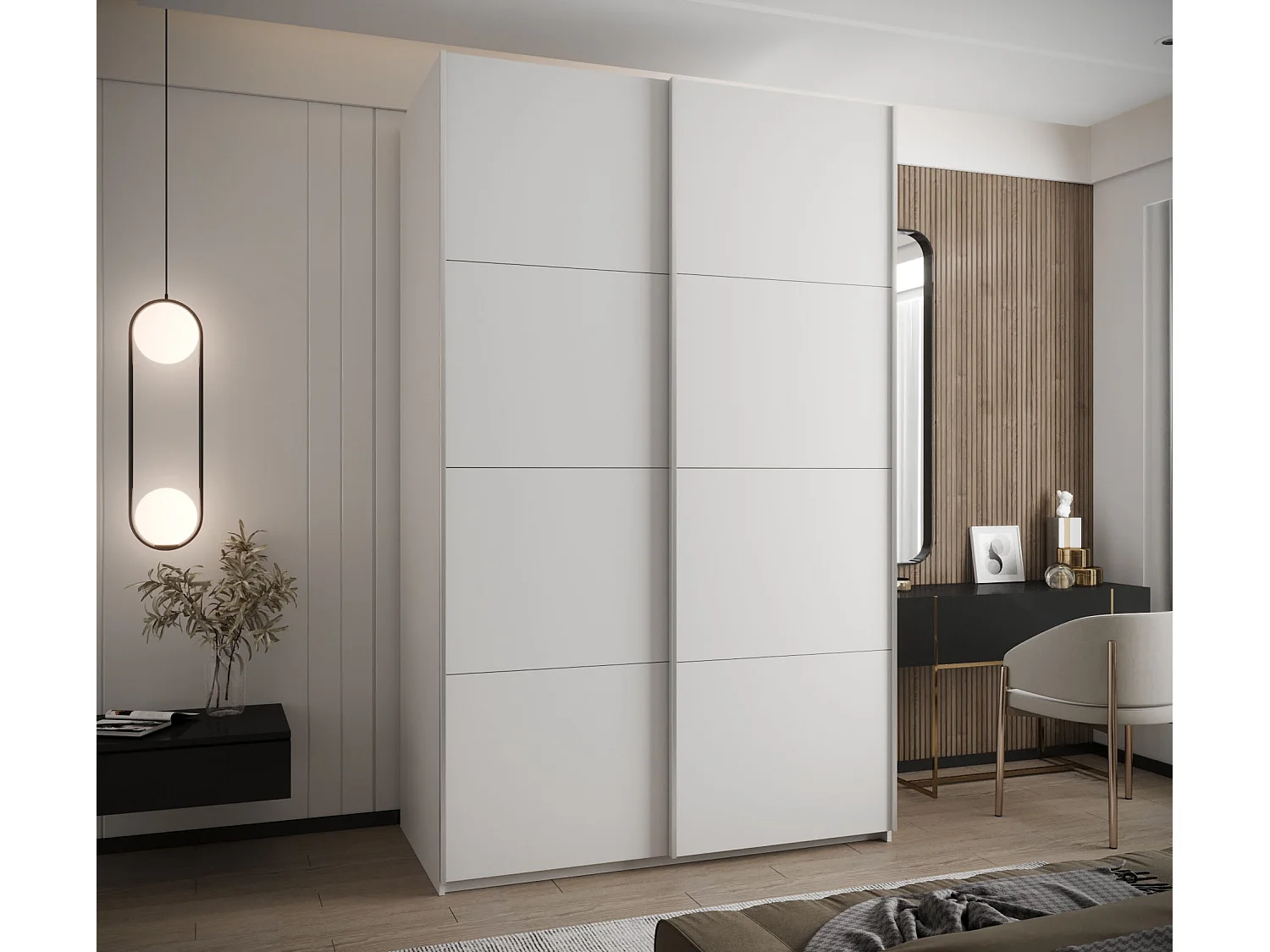 Armoire Lux 1 245,5/150/64 (Blanc/Blanc/Argent)