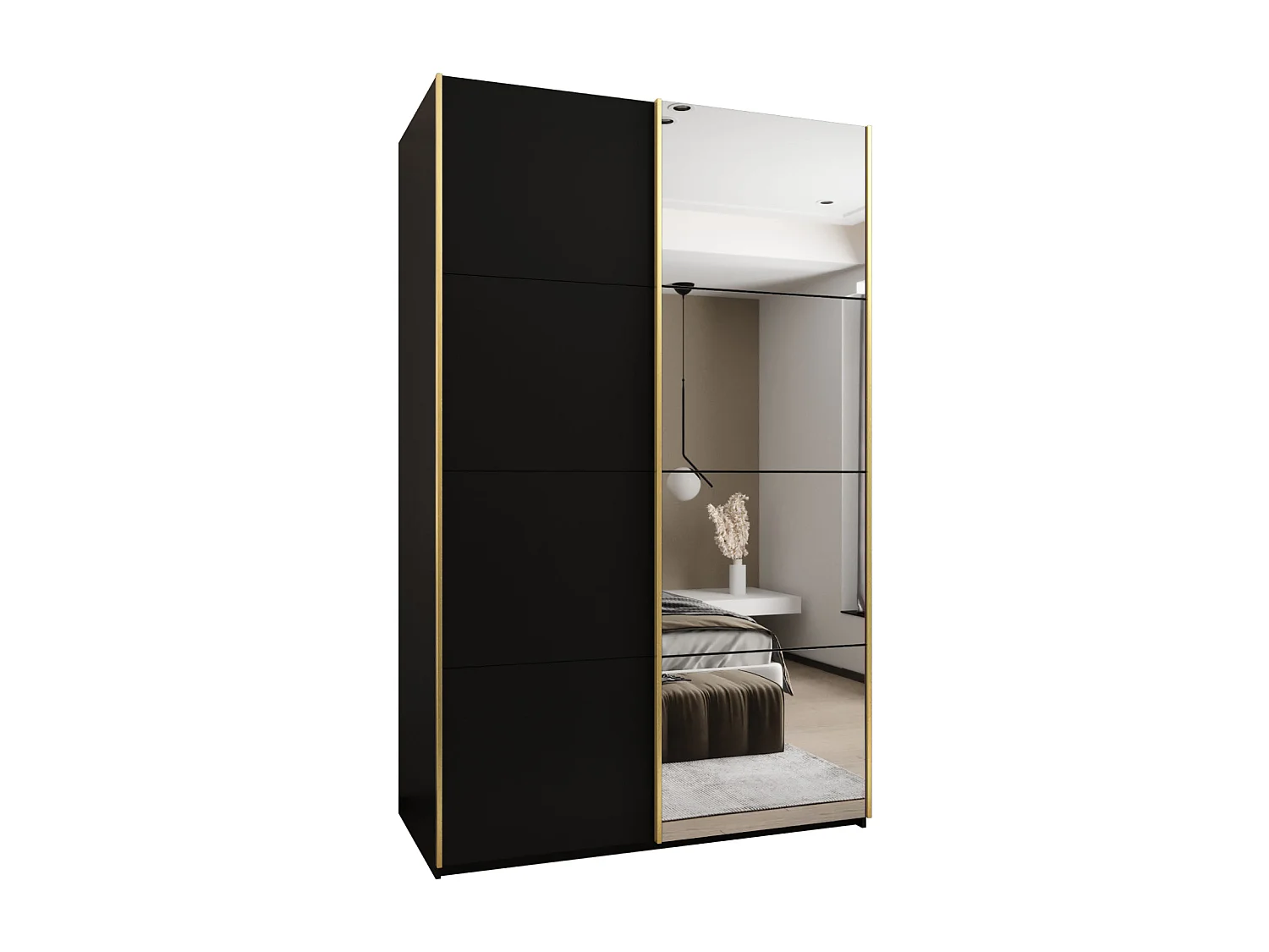 Armoire Lux 3 245,5/150/64 (Noir/Noir/Or)